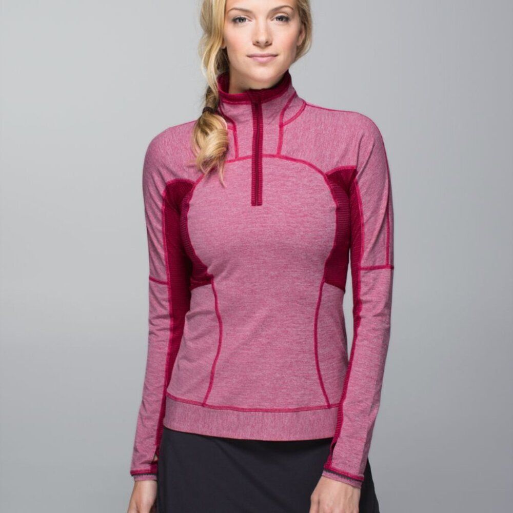 Lululemon Run For Gold 1/2 Zip Heathered Bumble Berry / Bumble Berry, size 10